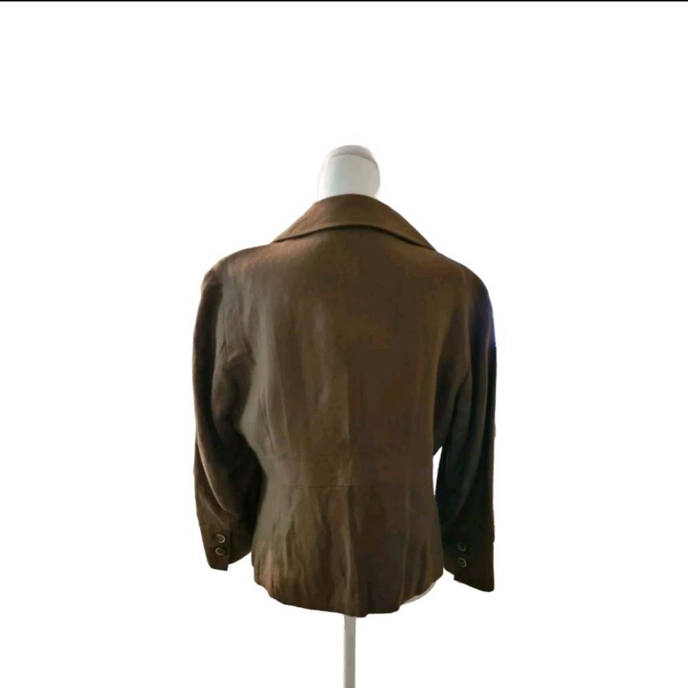 Chadwick's Chocolate Brown Linen Blend Blazer Sz 12 EUC - Picture 3 of 7